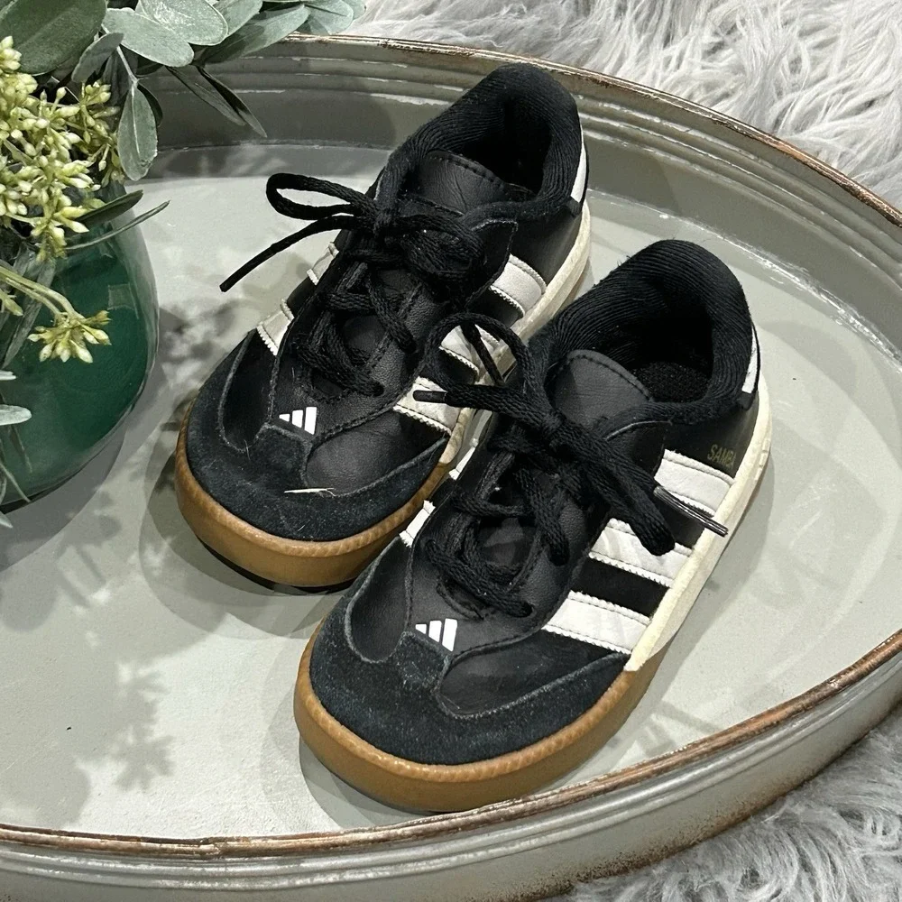 Adidas Samba 3 Stripe Baby Boys Size‎ 8K M Athletic Walking Shoes 789002 Black